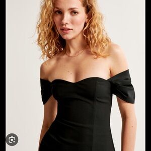 Abercrombie & Fitch Black Clean Off the Shoulder Midi Dress